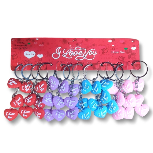 Small Tripple Heart Rubber Keychain