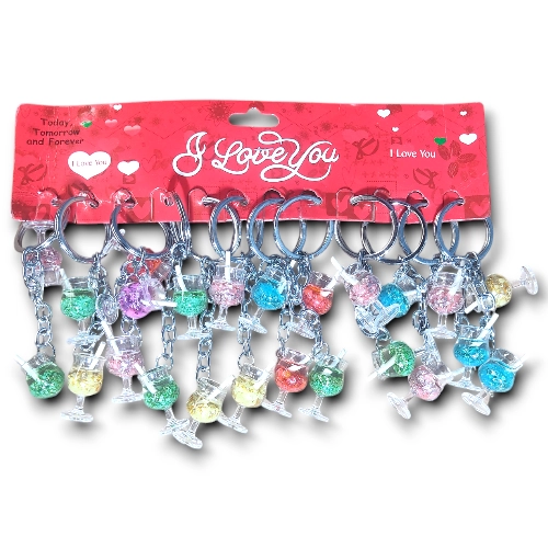 Double Hanging Glass Keychain