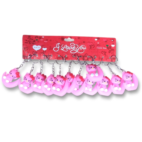 Pink Cat Bis Rubber Keychain