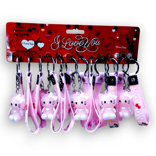 Pink Kitty Riban Keyring TK015