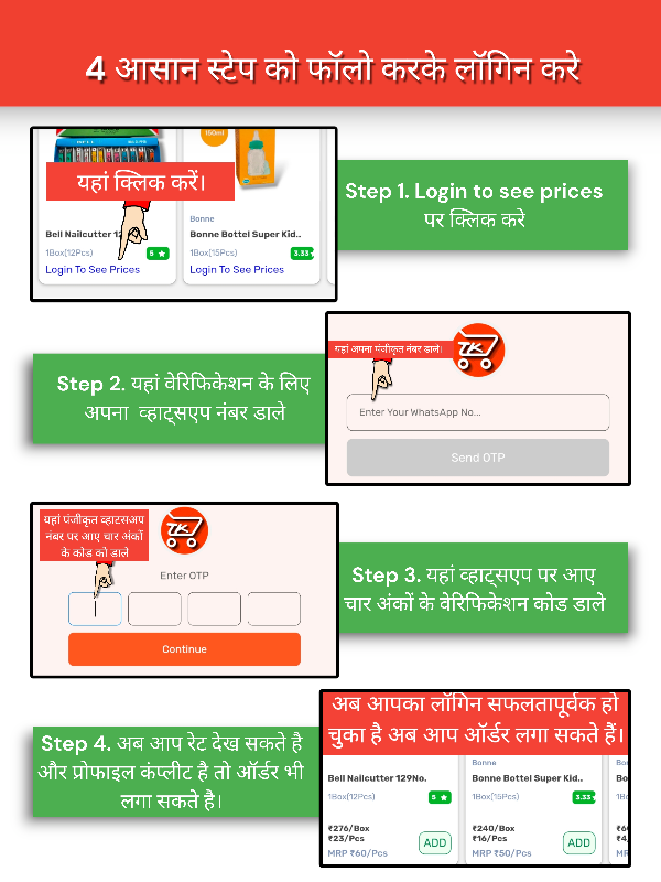 Instructions for login